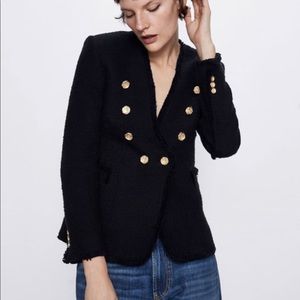 Zara tweed double breasted jacket